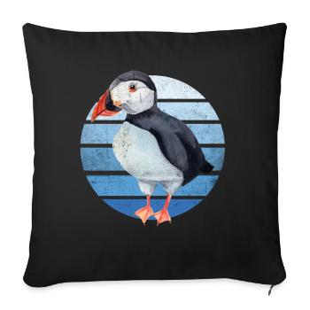 Puffin Parrot Lunde Bird Gift - Sofa pillowcase 17,3'' x 17,3'' (45 x 45 cm) - black - Front