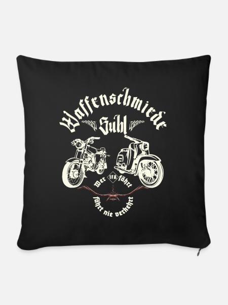 Simson - Waffenschmiede Suhl - Ostalgie - DDR - Sofakissenbezug 45 x 45 cm - Schwarz