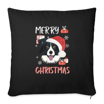 Border Collie Christmas - Sofa pillowcase 17,3'' x 17,3'' (45 x 45 cm) - black - Front