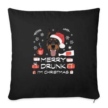 Doberman Drunk - Sofa pillowcase 17,3'' x 17,3'' (45 x 45 cm) - black - Front