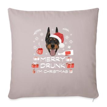 Dobermann Betrunken - Sofakissenbezug 45 x 45 cm - helles Taupe - Vorne