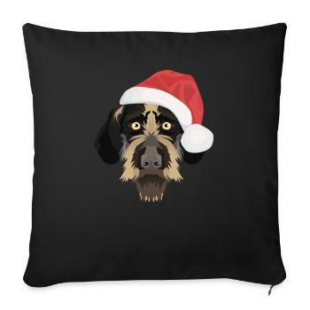 German Wirehair Christmas - Sofa pillowcase 17,3'' x 17,3'' (45 x 45 cm) - black - Front