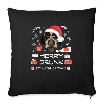 German Wirehair Drunk - Sofa pillowcase 17,3'' x 17,3'' (45 x 45 cm) - black - Front