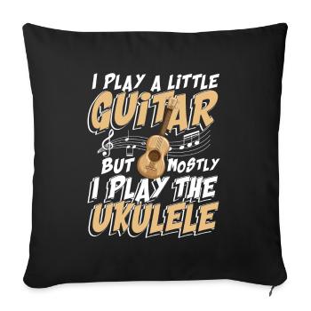 Je joue du ukulélé pour un joueur de ukulélé - Housse de coussin décorative 45 x 45 cm - noir - Devant