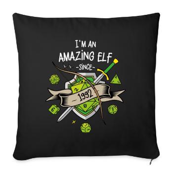 I'm an amazing elf since 1992 - Sofa pillowcase 17,3'' x 17,3'' (45 x 45 cm) - black - Front