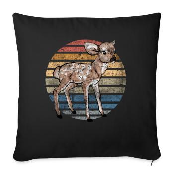 Chevreuil Fawn Sunset Kids Forest Animal Gift - Housse de coussin décorative 45 x 45 cm - noir - Devant