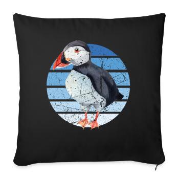 Puffin Parrot Lunde Bird Gift - Sofa pillowcase 17,3'' x 17,3'' (45 x 45 cm) - black - Front