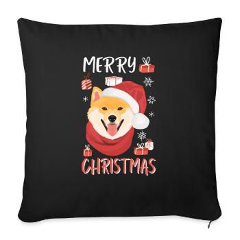 Noël Shiba Inu - Housse de coussin décorative 45 x 45 cm - noir - Devant