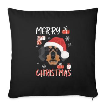 Rough-haired dachshund Christmas - Sofa pillowcase 17,3'' x 17,3'' (45 x 45 cm) - black - Front