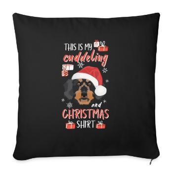 Rough-haired dachshund Christmas - Sofa pillowcase 17,3'' x 17,3'' (45 x 45 cm) - black - Front