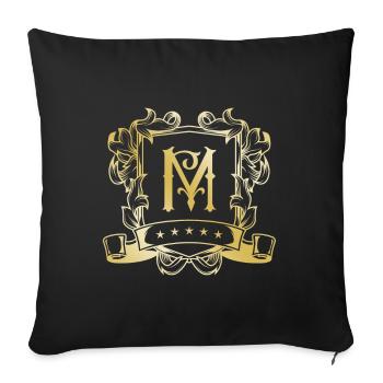 M letter gold - Sofa pillowcase 17,3'' x 17,3'' (45 x 45 cm) - black - Front