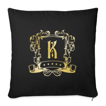 K letter gold - Sofa pillowcase 17,3'' x 17,3'' (45 x 45 cm) - black - Front