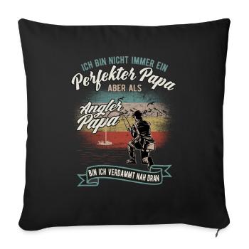 Sohn geschenk für Angler Papa - Sofakissenbezug 45 x 45 cm - Schwarz - Vorne