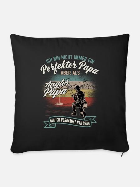 Sohn geschenk für Angler Papa - Sofakissenbezug 45 x 45 cm - Schwarz