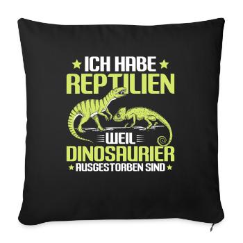 Reptilien Reptil Schlangen Eidechse Terrarium - Sofakissenbezug 45 x 45 cm - Schwarz - Vorne
