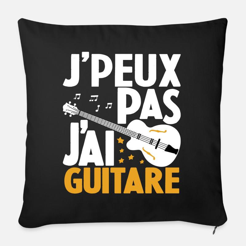 Je Peux Pas J'ai Guitare Drôle Guitare - Housse de coussin décorative 45 x 45 cm - noir