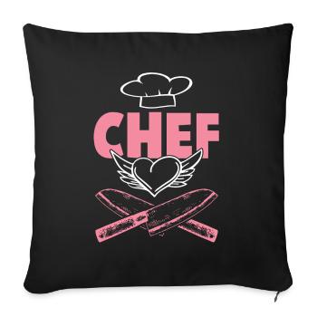 chef cuisinier - Housse de coussin décorative 45 x 45 cm - noir - Devant
