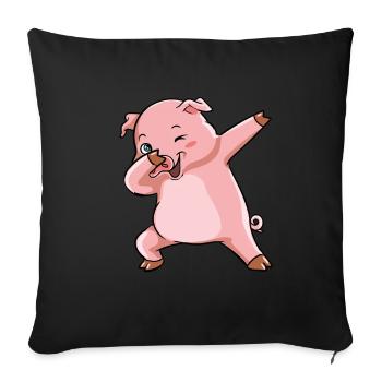 Dabbing Pig Winner Sow - Sofa pillowcase 17,3'' x 17,3'' (45 x 45 cm) - black - Front