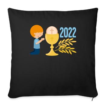 Erste Heilige Kommunion 1. Heilige Kommunion 2022 - Sofakissenbezug 45 x 45 cm - Schwarz - Vorne