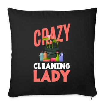Drôle de femme de ménage Nettoyeur Femme au foyer Nettoyage - Housse de coussin décorative 45 x 45 cm - noir - Devant