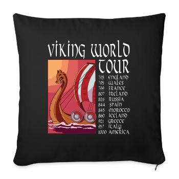 Viking World Tour Viking Valhalla Odin - Sofa pillowcase 17,3'' x 17,3'' (45 x 45 cm) - black - Front