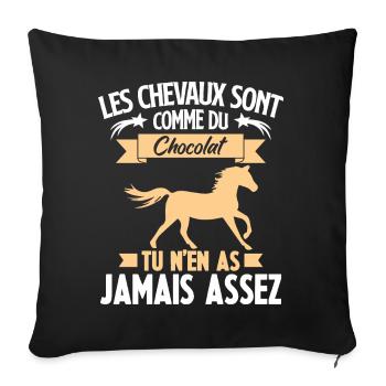 Les chevaux sont comme du chocolat - Housse de coussin décorative 45 x 45 cm - noir - Devant