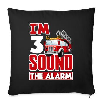 3ème anniversaire 3 ans pompier pompier - Housse de coussin décorative 45 x 45 cm - noir - Devant