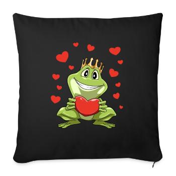 Belle grenouille drôle Saint Valentin - Housse de coussin décorative 45 x 45 cm - noir - Devant