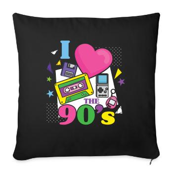 J'aime les années 90 pour tous ceux qui aiment les années 90 - Housse de coussin décorative 45 x 45 cm - noir - Devant