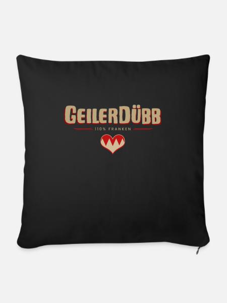 "Geiler Dübb" fränkischer Dialekt Übersetzer - Sofakissenbezug 45 x 45 cm - Schwarz