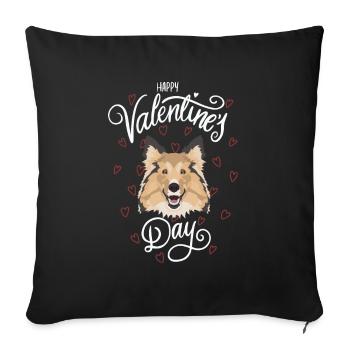 Saint-Valentin Shetland Sheepdog Sheltie - Housse de coussin décorative 45 x 45 cm - noir - Devant