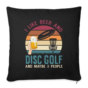 Bière et Disc Golf Drôle Disc Golfer Cadeau - Housse de coussin décorative 45 x 45 cm - noir - Devant