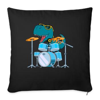 Funny Dinosaur Drums Gift - Sofa pillowcase 17,3'' x 17,3'' (45 x 45 cm) - black - Front