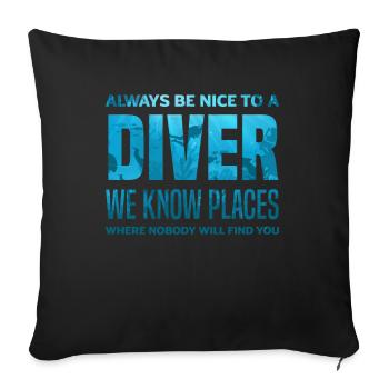 Diving Divers Funny Diver Gift - Sofa pillowcase 17,3'' x 17,3'' (45 x 45 cm) - black - Front