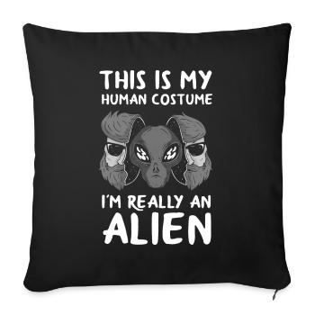 Funny Alien Ufo Alien Gift - Sofa pillowcase 17,3'' x 17,3'' (45 x 45 cm) - black - Front