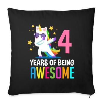 4ème anniversaire 4 ans licorne chemise d’anniversaire - Housse de coussin décorative 45 x 45 cm - noir - Devant
