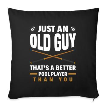 Cadeau de joueur de billard billard - Housse de coussin décorative 45 x 45 cm - noir - Devant
