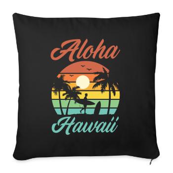 Retro Hawaii Vacation Hawaii Surfing Surfer - Sofa pillowcase 17,3'' x 17,3'' (45 x 45 cm) - black - Front