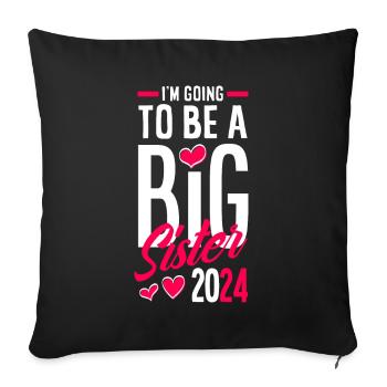 Je serai une grande sœur en 2024 - Housse de coussin décorative 45 x 45 cm - noir - Devant