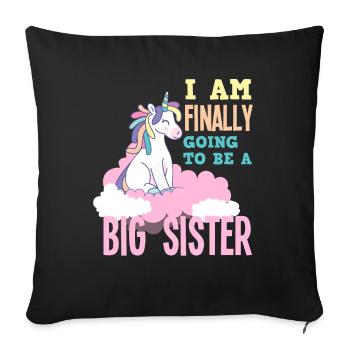 I'm going to be a big sister unicorn - Sofa pillowcase 17,3'' x 17,3'' (45 x 45 cm) - black - Front