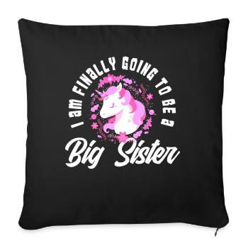 I'm going to be a big sister unicorn - Sofa pillowcase 17,3'' x 17,3'' (45 x 45 cm) - black - Front
