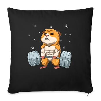 Meerschweinchen Gewichtheben Fitness-Studio - Sofakissenbezug 45 x 45 cm - Schwarz - Vorne