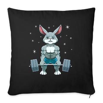 Hase Gewichtheben Fitness-Studio - Sofakissenbezug 45 x 45 cm - Schwarz - Vorne