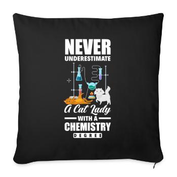 Drôle de chimiste étudiant en chimie Chat - Housse de coussin décorative 45 x 45 cm - noir - Devant