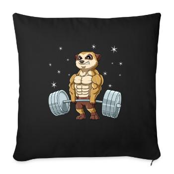 Erdmännchen Gewichtheben Fitness-Studio - Sofakissenbezug 45 x 45 cm - Schwarz - Vorne