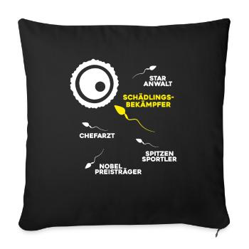 Schädlingsbekämpfer Kammerjäger Exterminator - Sofakissenbezug 45 x 45 cm - Schwarz - Vorne