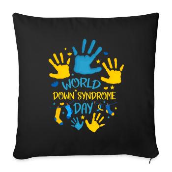Journée mondiale du syndrome de Down Empreinte de main - Housse de coussin décorative 45 x 45 cm - noir - Devant