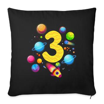3rd Birthday Boys 3 Years Planet Birthday - Sofa pillowcase 17,3'' x 17,3'' (45 x 45 cm) - black - Front