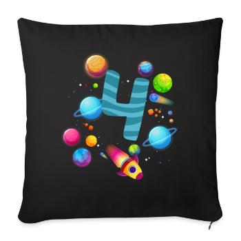 4th Birthday Boys 4 Years Planet Birthday - Sofa pillowcase 17,3'' x 17,3'' (45 x 45 cm) - black - Front
