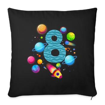 8th Birthday Boys 8 Years Planet Birthday - Sofa pillowcase 17,3'' x 17,3'' (45 x 45 cm) - black - Front